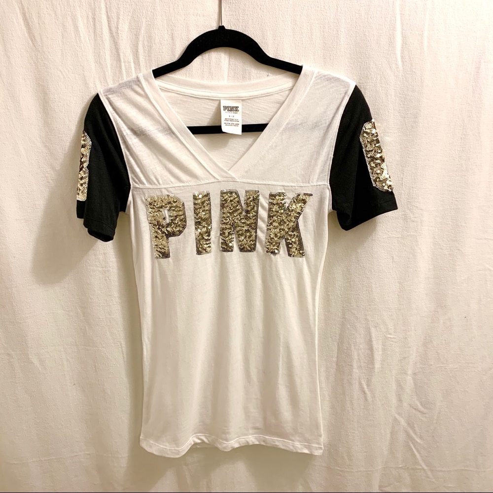 Victoria’s Secret PINK V-Neck Sequined Tee